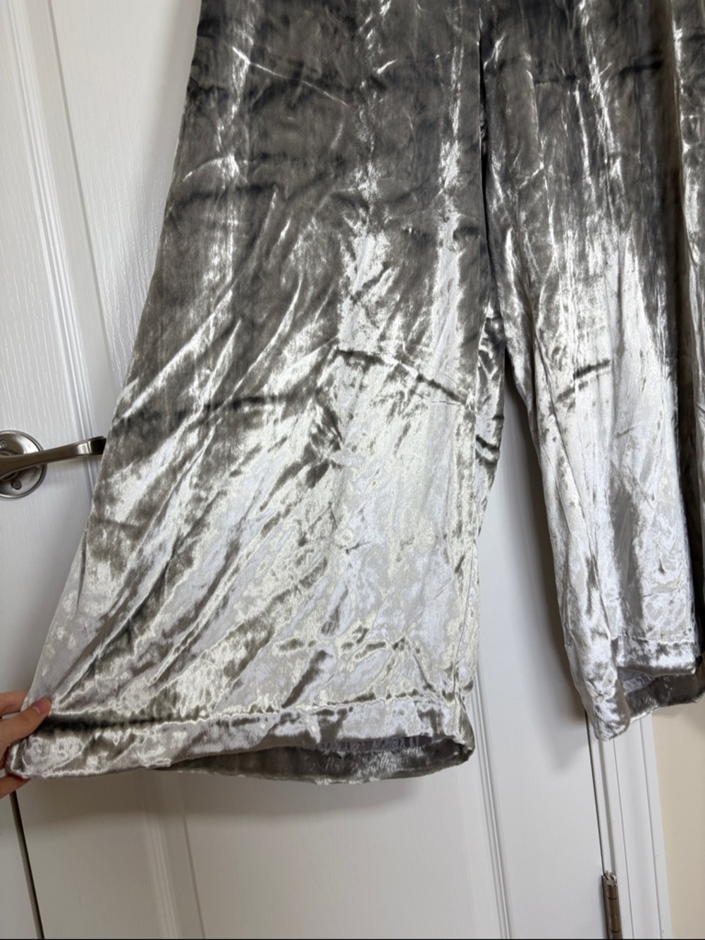 Anthropologie Maeve Anastacia Silver Velvet Pants - Picture 3 of 8